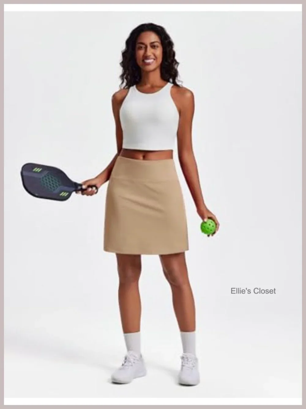 UPF 50+ High Waisted Knee Length Skort with 4 Pockets for Golf Tennis Pickleball